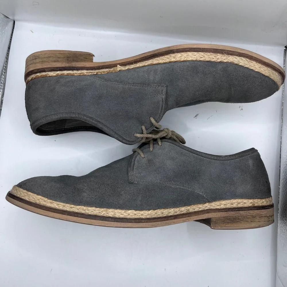 Rogue Suede Oxford Mens 11 Grey Jute‎ Rope Welt Derby Dress Shoes